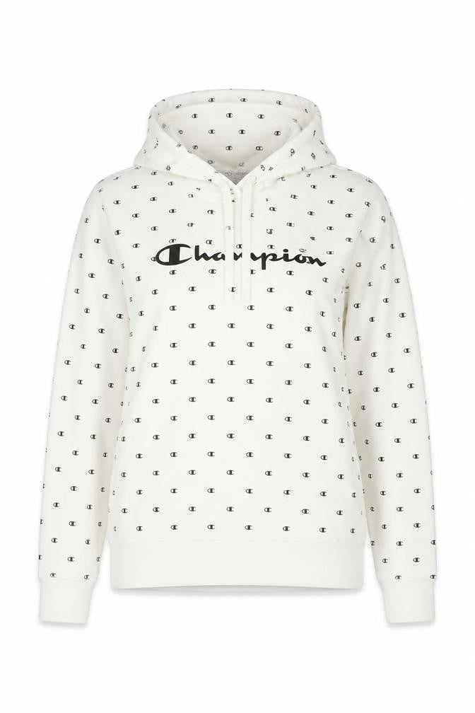 Champion Women White Logo Print Pullover Hoodie Size L