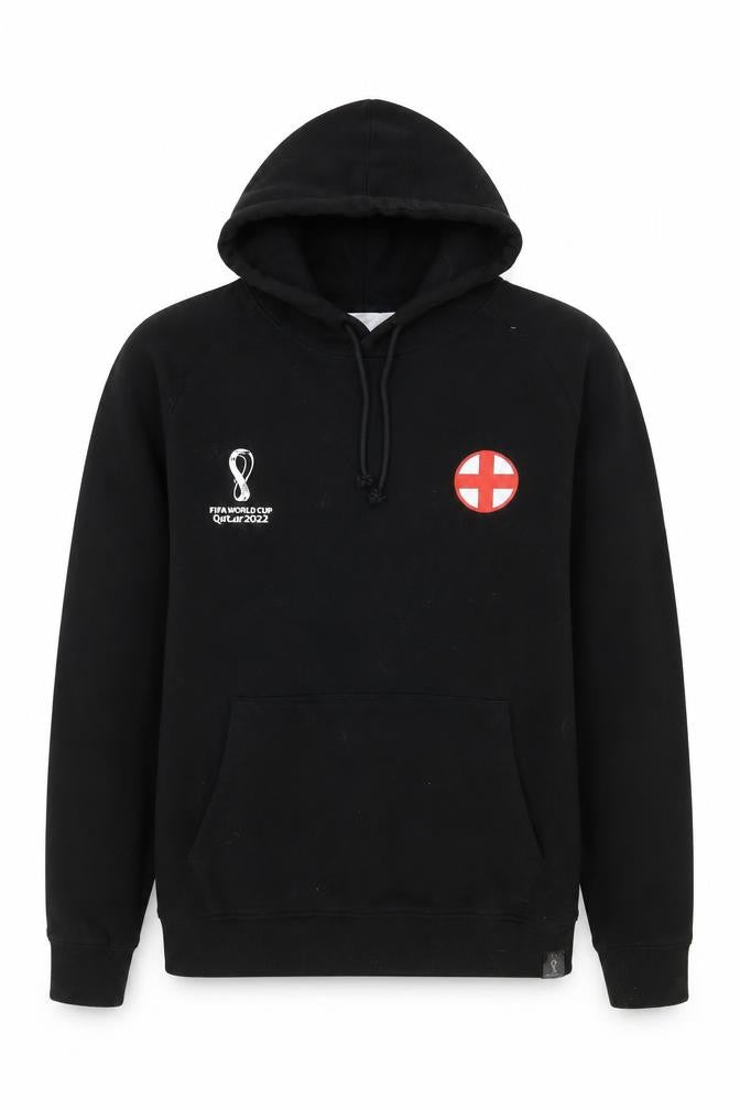 FIFA World Cup Qatar 2022 England Black Men's Hoodie L Pullover Cotton Blend