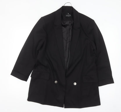 Additional front view of Stradivarius Women Black XL Double-Breasted Blazer Jacket