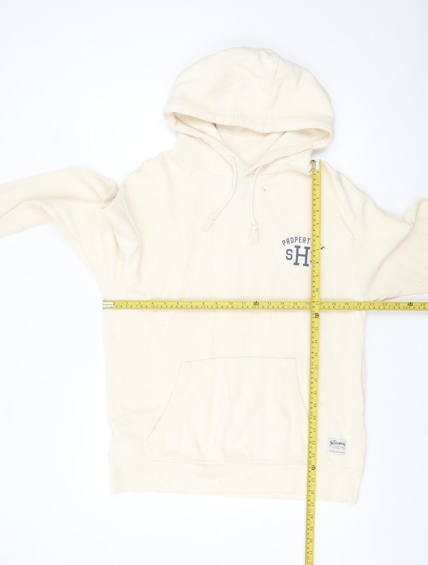 The Stronghold Men's Ivory Pullover Hoodie M Logo Fleece Sweatshirt