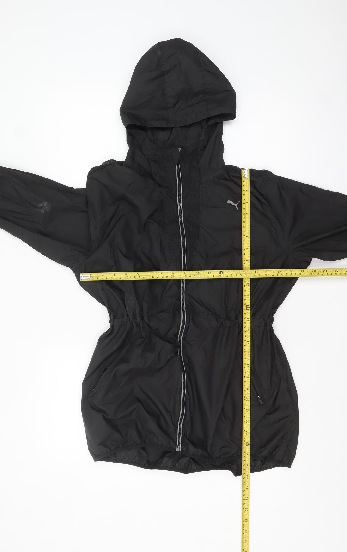 Puma Women Black Windbreaker Hooded Jacket Size 10