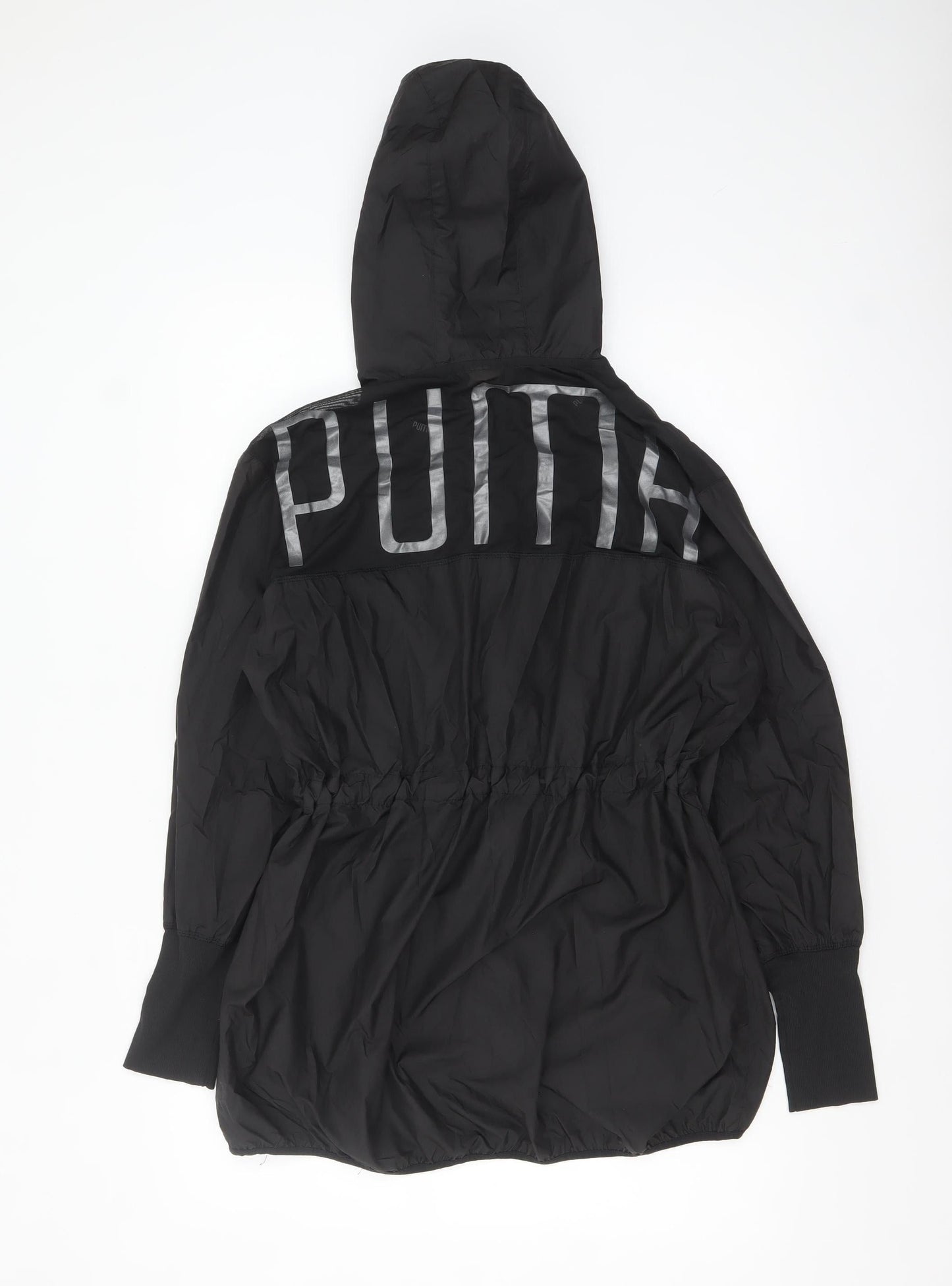 Puma Women Black Windbreaker Hooded Jacket Size 10