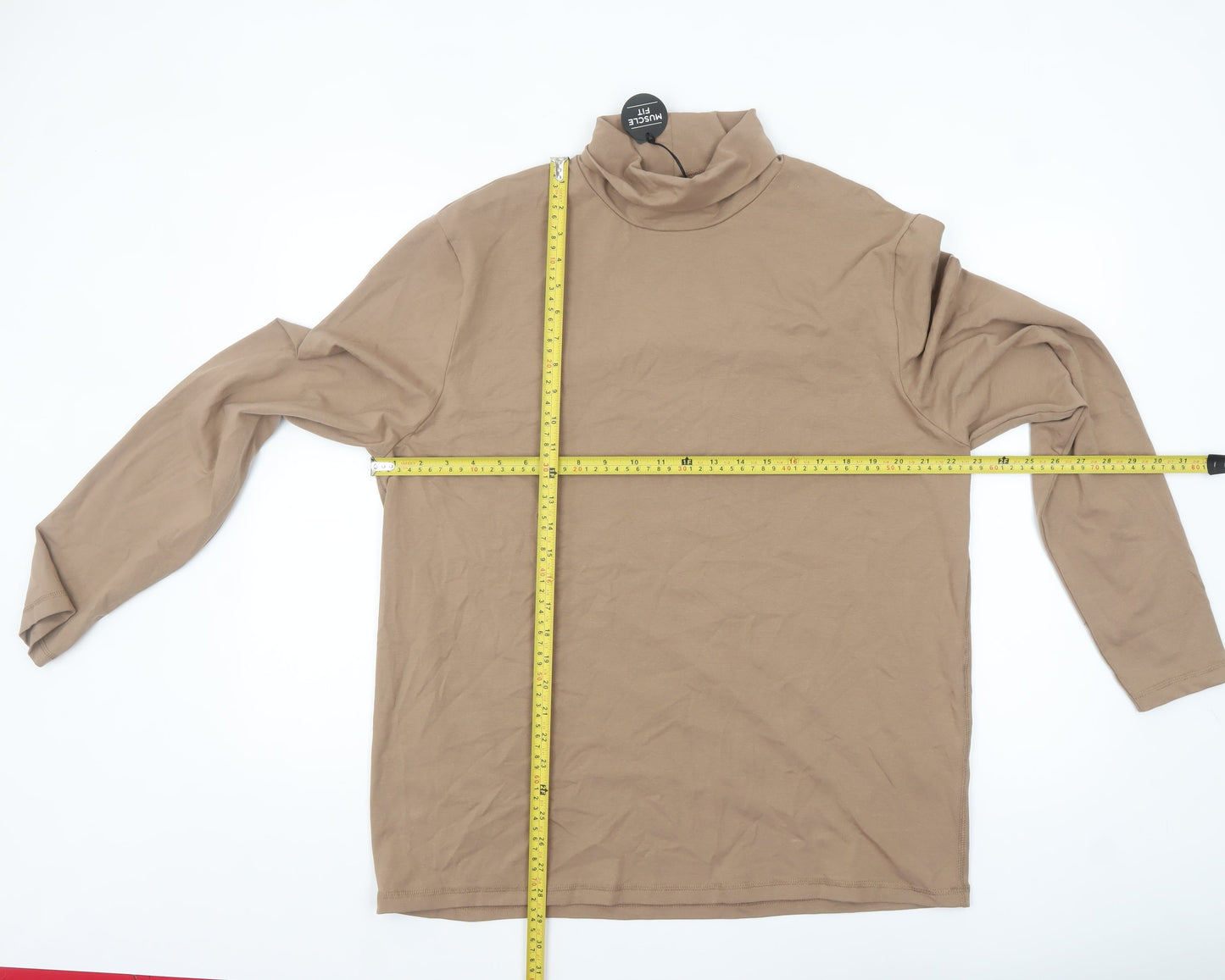 River Island Men’s Brown Roll Neck Long Sleeve Top Size 2XL