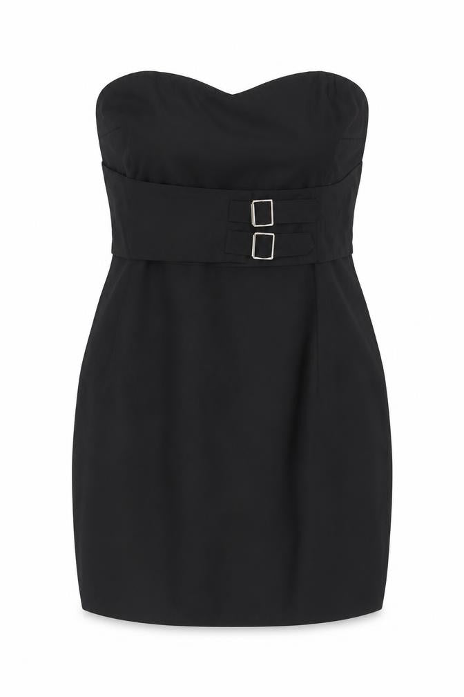PRETTYLITTLETHING Women’s Black Strapless Bodycon Mini Dress Size 12
