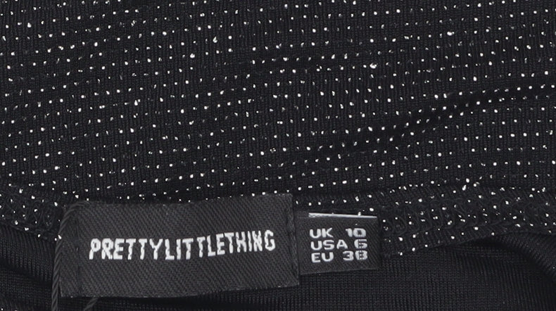 PrettyLittleThing Women's Black Glitter Cropped Tank Top UK 10