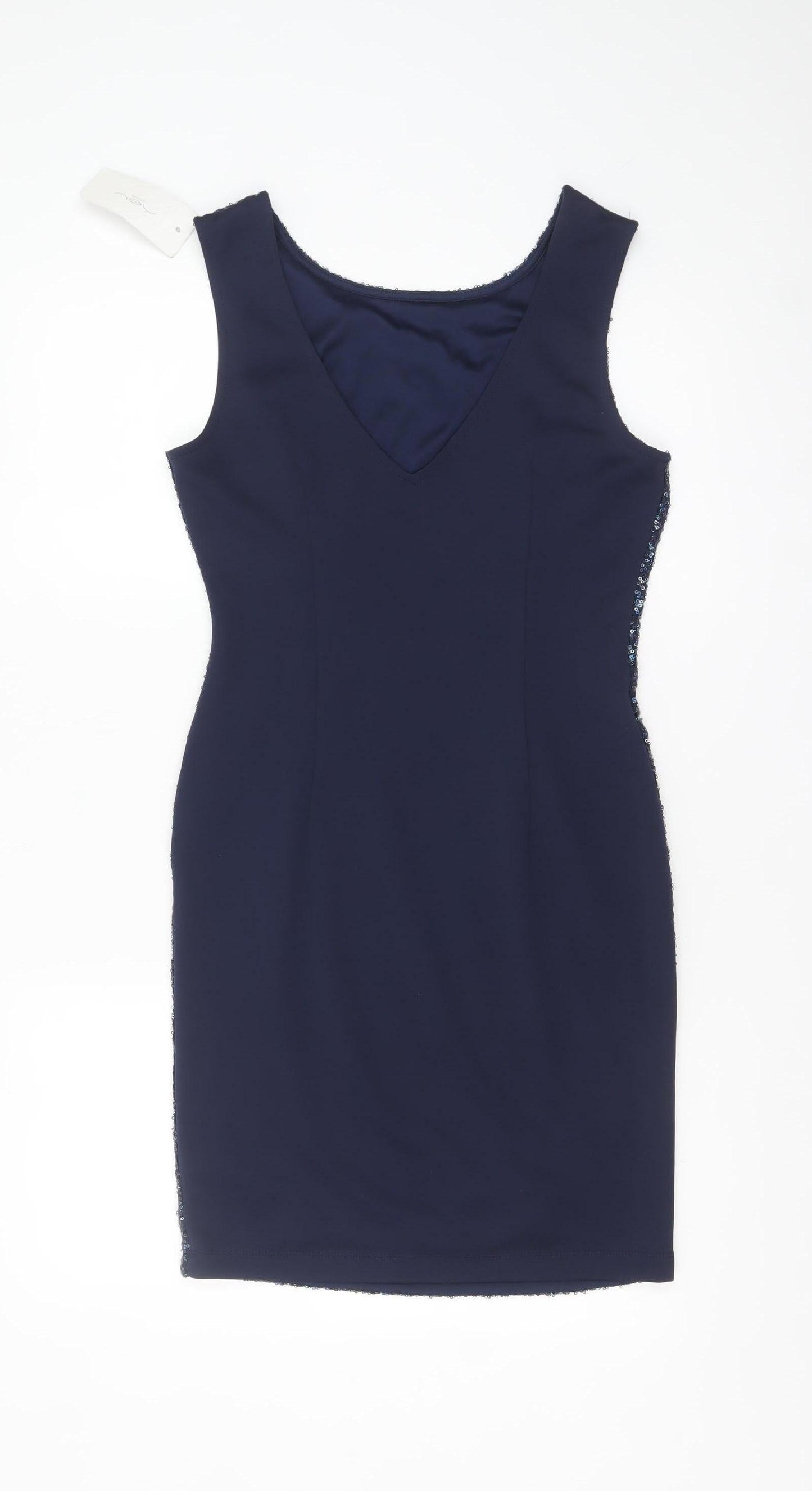 New Look Women Blue Sequin Bodycon Sleeveless Party Dress Size 12