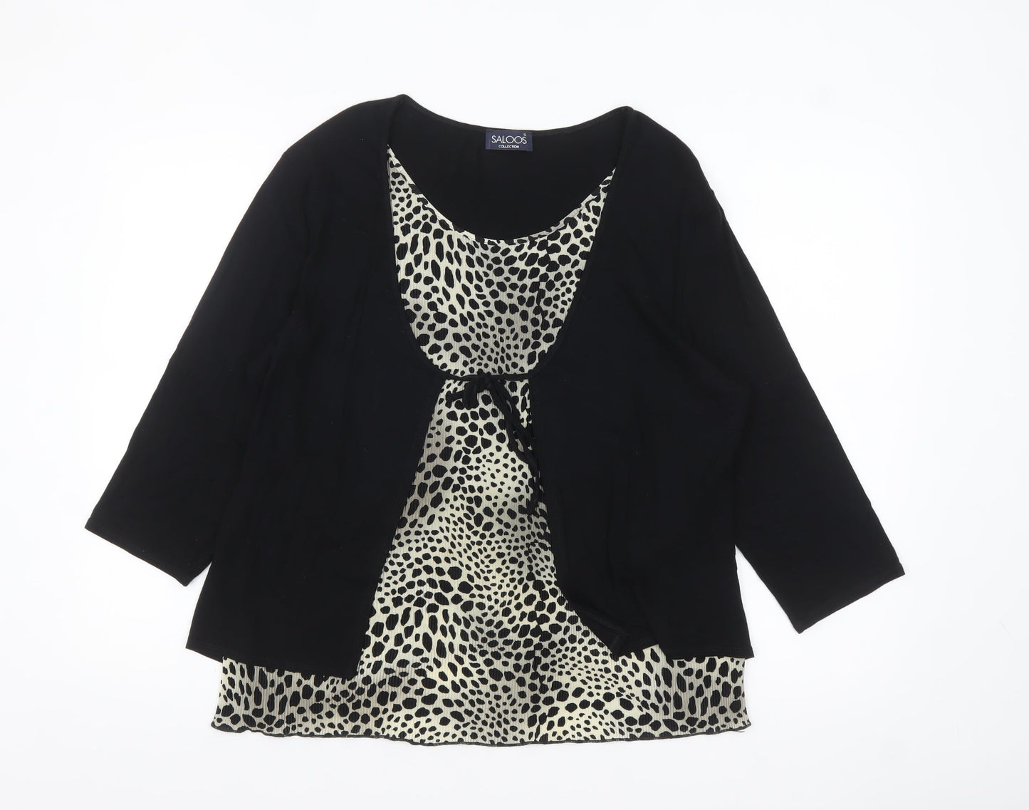 Saloos Womens Black Animal Print Tunic Blouse XL