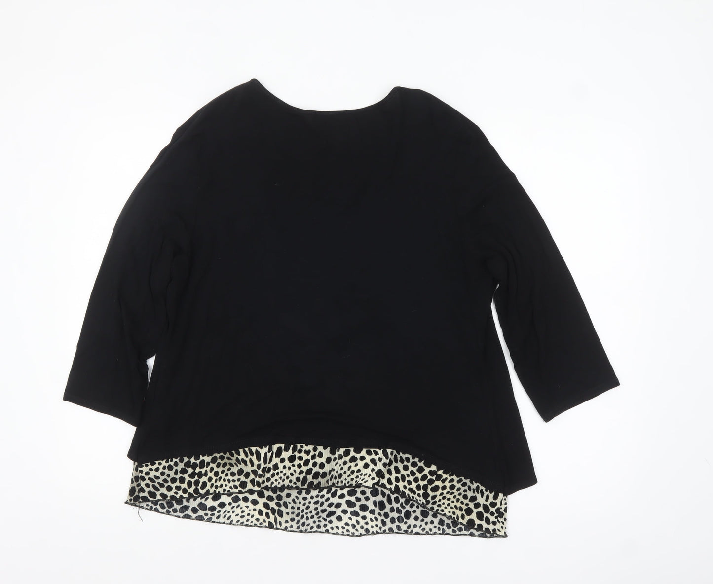 Saloos Womens Black Animal Print Tunic Blouse XL