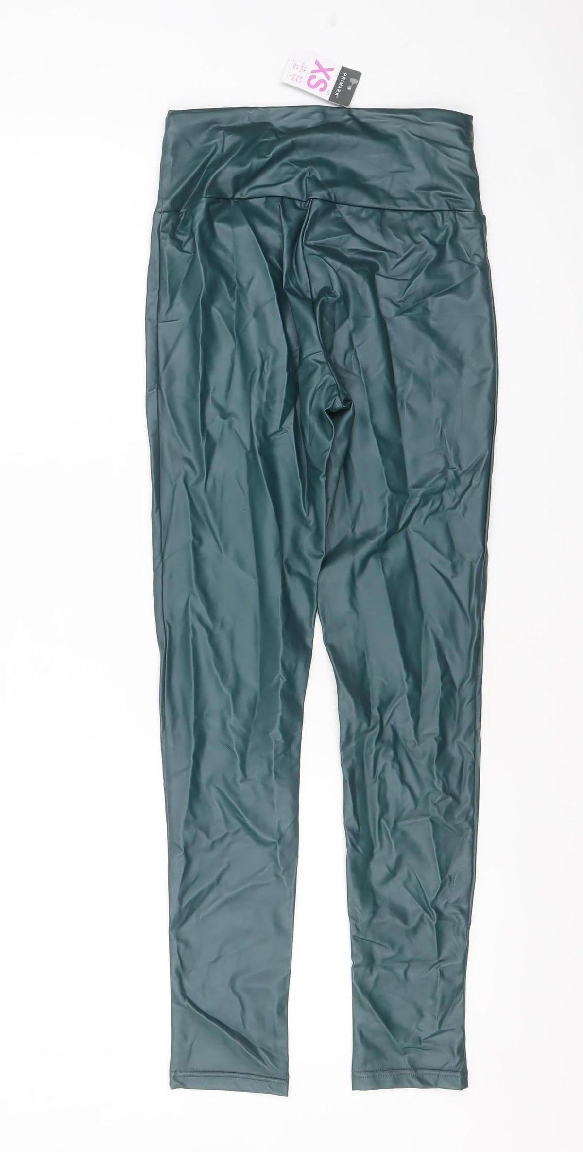 Primark Womens Green Faux Leather High Waist XS Leggings