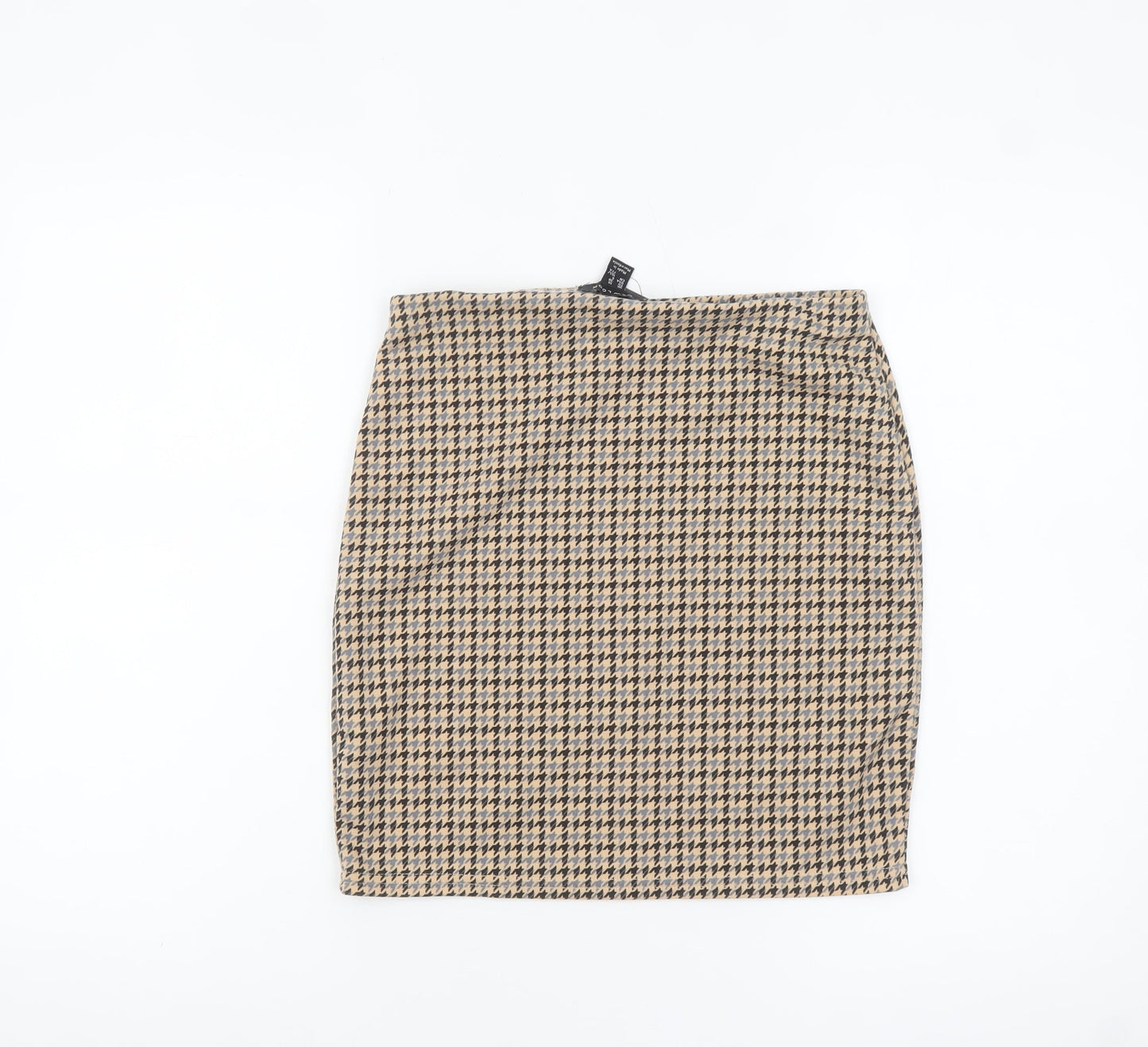New Look Women's Beige Houndstooth Pencil Skirt Size 10