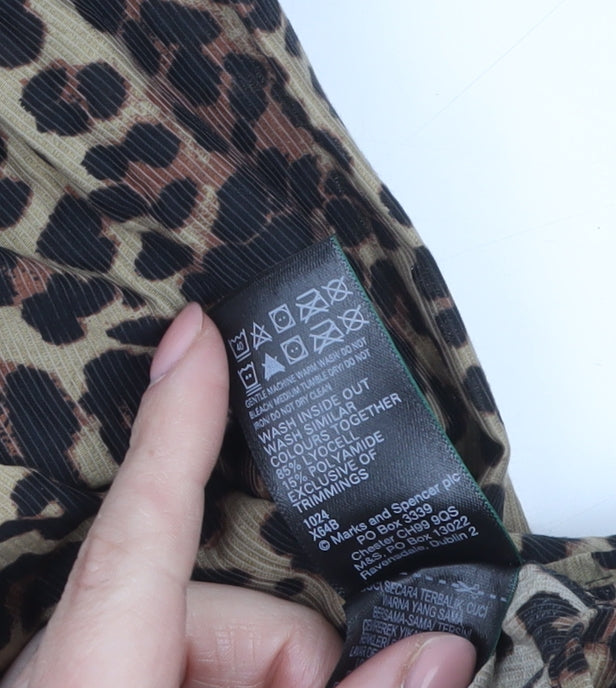 Marks and Spencer Women Brown Leopard Print Shift Dress Size 10