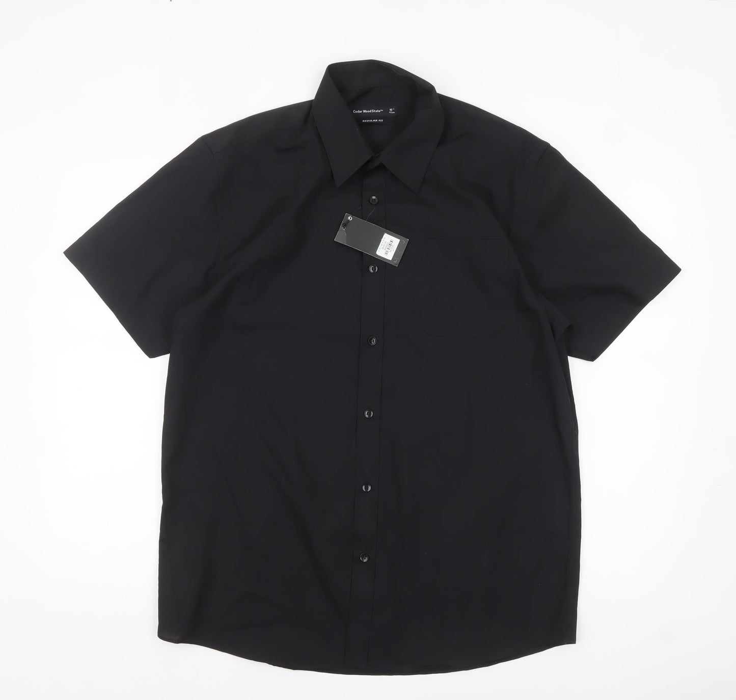 Cedar Wood State Men’s Black 16in Regular Fit Short Sleeve Shirt