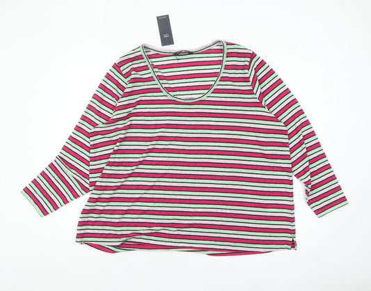 Marks and Spencer Womens Multicoloured Striped Relaxed Fit Long Sleeve T-Shirt Size 22