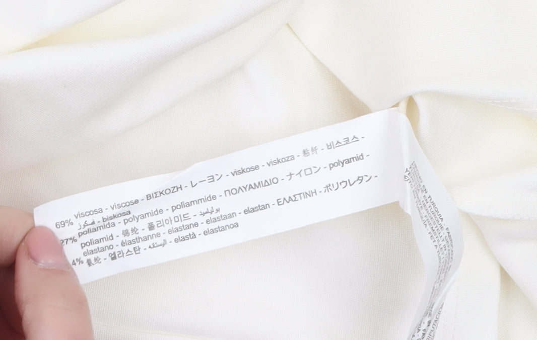 Zara Women Ivory One Shoulder Bodycon Dress Size L