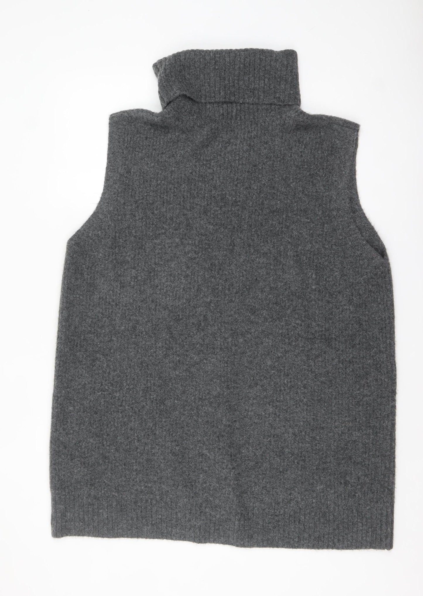 Tu Women Grey Roll Neck Sleeveless Knit Vest Jumper Size 20