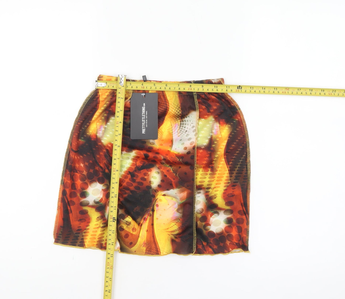 PrettyLittleThing Women's Multicoloured Size 8 Retro Pencil Short Skirt