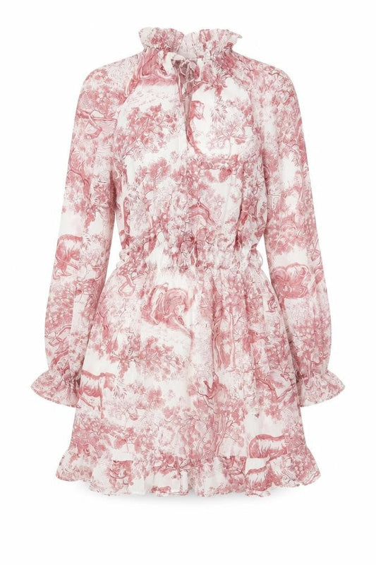 Front view of Missguided Women's Multicoloured, size 8, A-Line Chiffon Ruffle Mini Dress