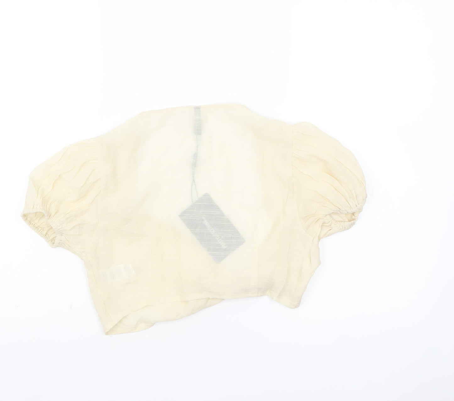 PrettyLittleThing Women's Beige Cropped Puff Sleeve Blouse Size S