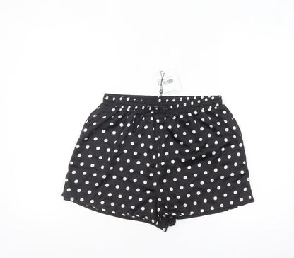Preloved Motel Womens Black Polka Dot Shorts Size 12 Regular Fit - Front