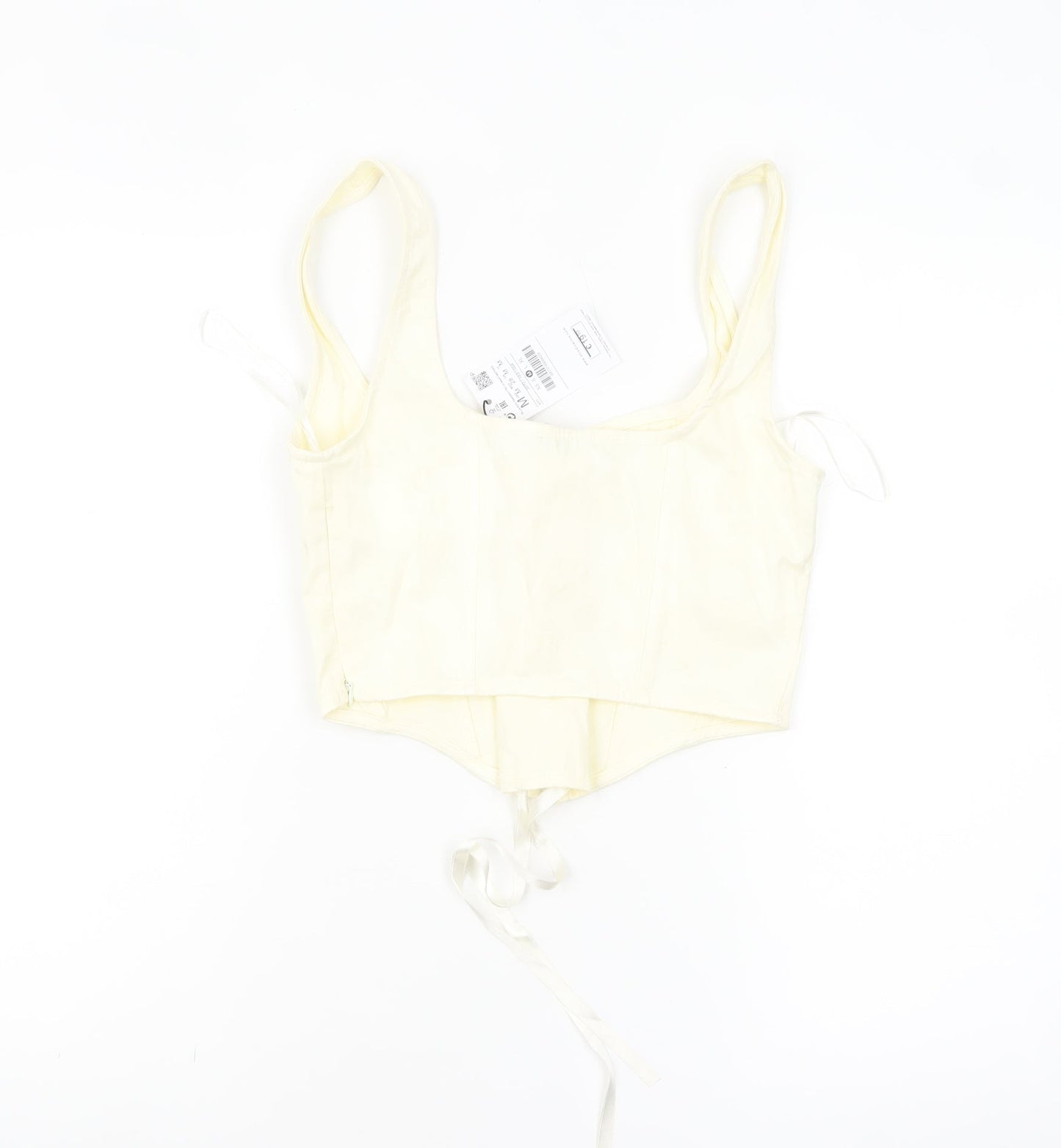 Stradivarius Women’s Ivory Cropped Lace Up Tank Top Size 12