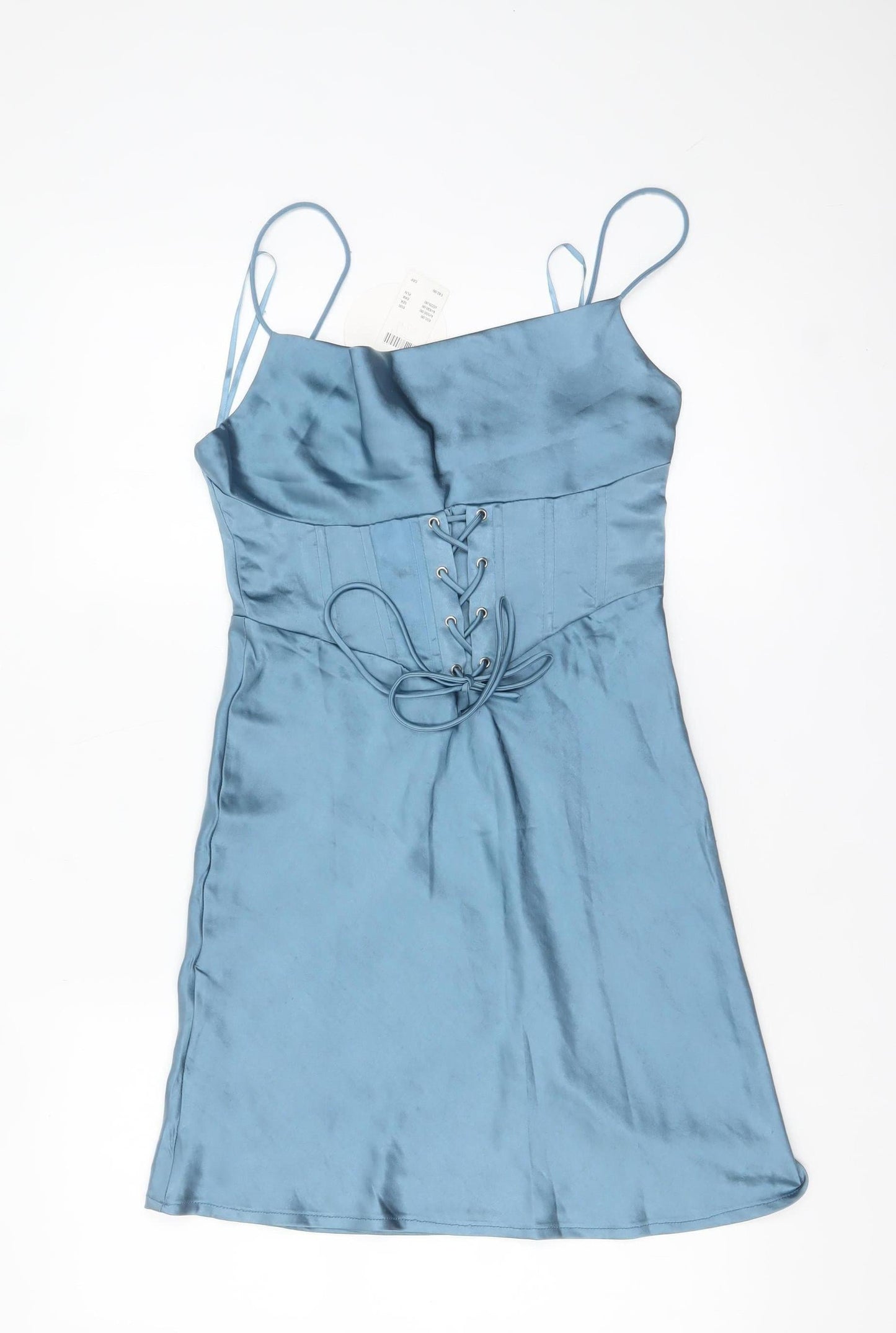 Kiss The Sky Women’s Blue Satin Lace-Up Slip Dress Size M