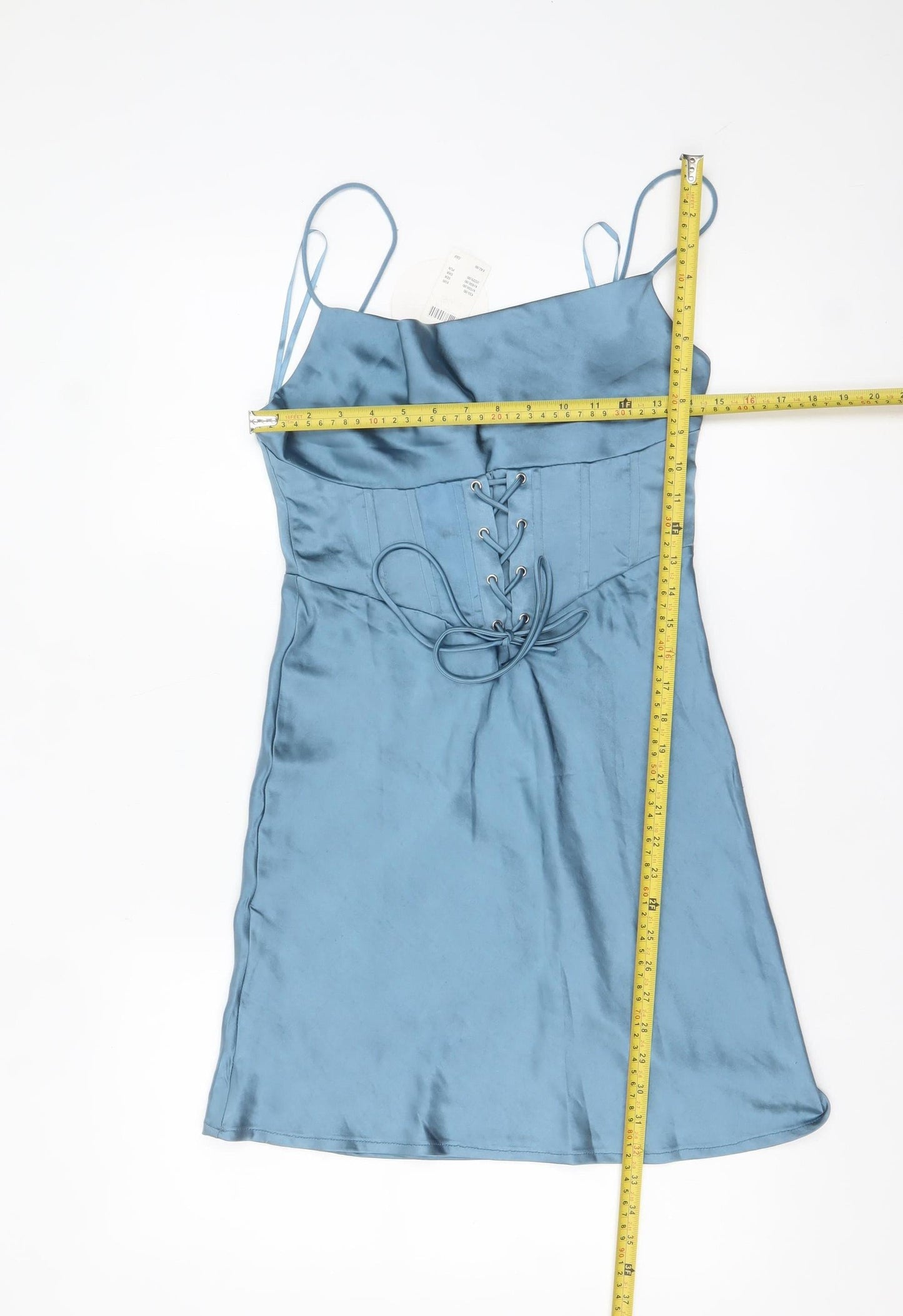 Kiss The Sky Women’s Blue Satin Lace-Up Slip Dress Size M