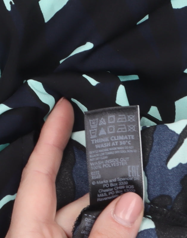 Marks and Spencer Women's Blue Geometric Blouse Size 12