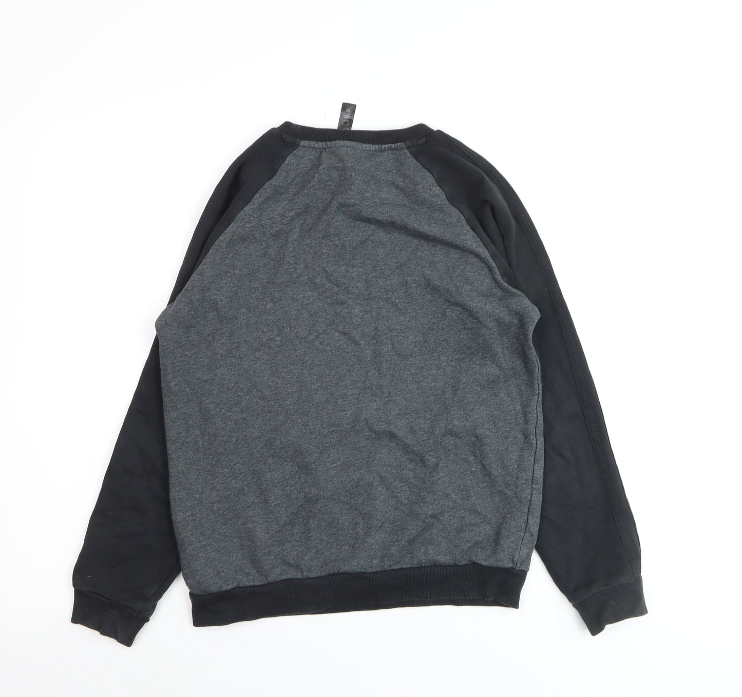Adidas Boys Grey Black Sweatshirt Size 12-13 Years Crew Neck Long Sleeve