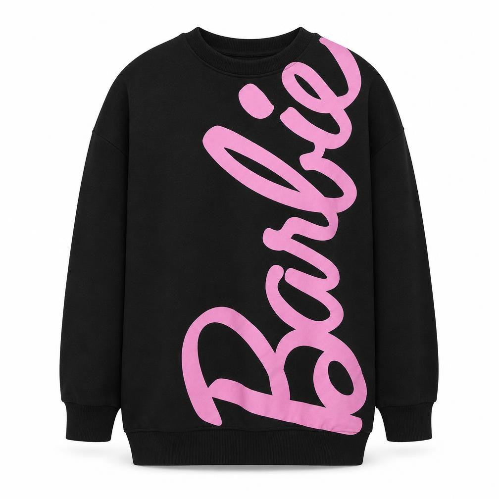 Barbie Girls Black Pullover Sweatshirt 13-14 Years Logo Graphic Print