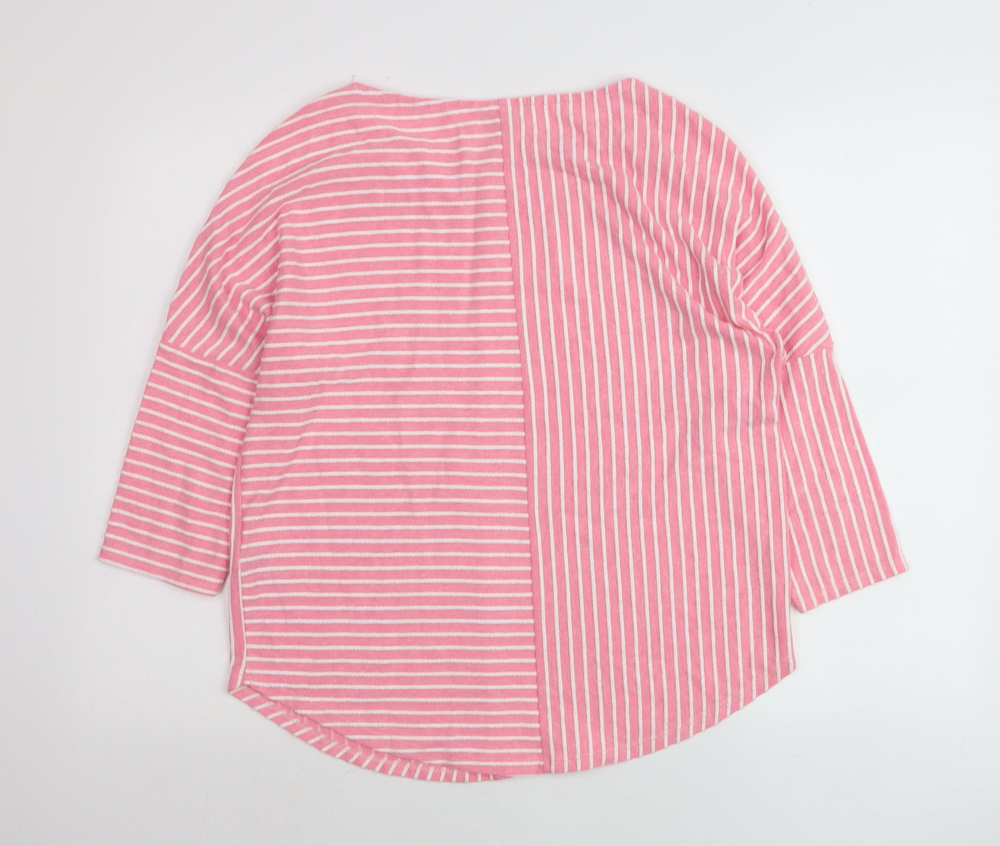 Phase Eight Womens Pink Striped Cotton 3/4 Sleeve Tunic Top Size 12