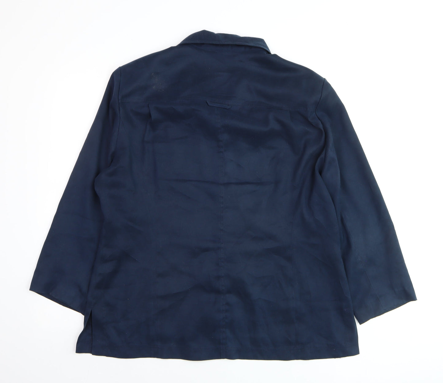 Country Casuals Women Blue Size 16 Button-Up 3/4 Sleeve Shirt