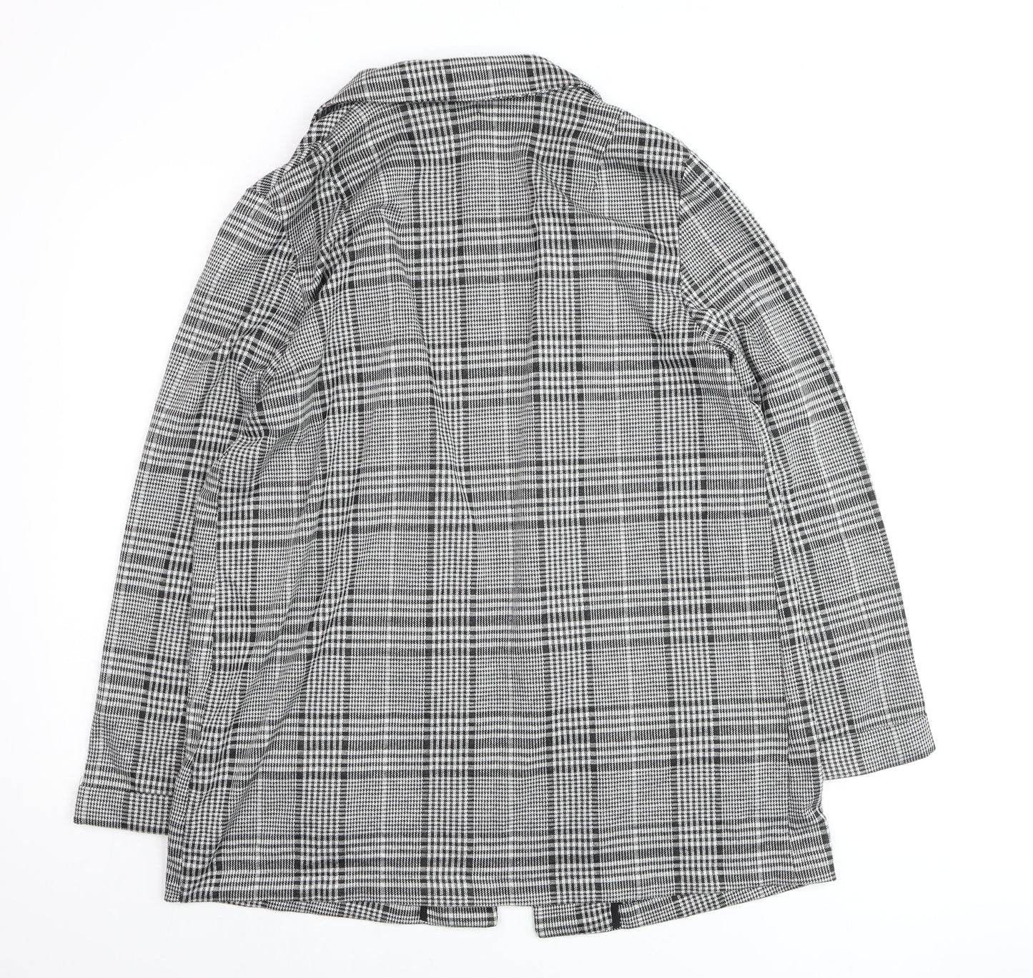 H&M Divided Women's Grey Check Blazer Size M Classic Mid-Length Jacket
