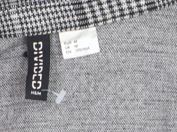 H&M Divided Women's Grey Check Blazer Size M Classic Mid-Length Jacket