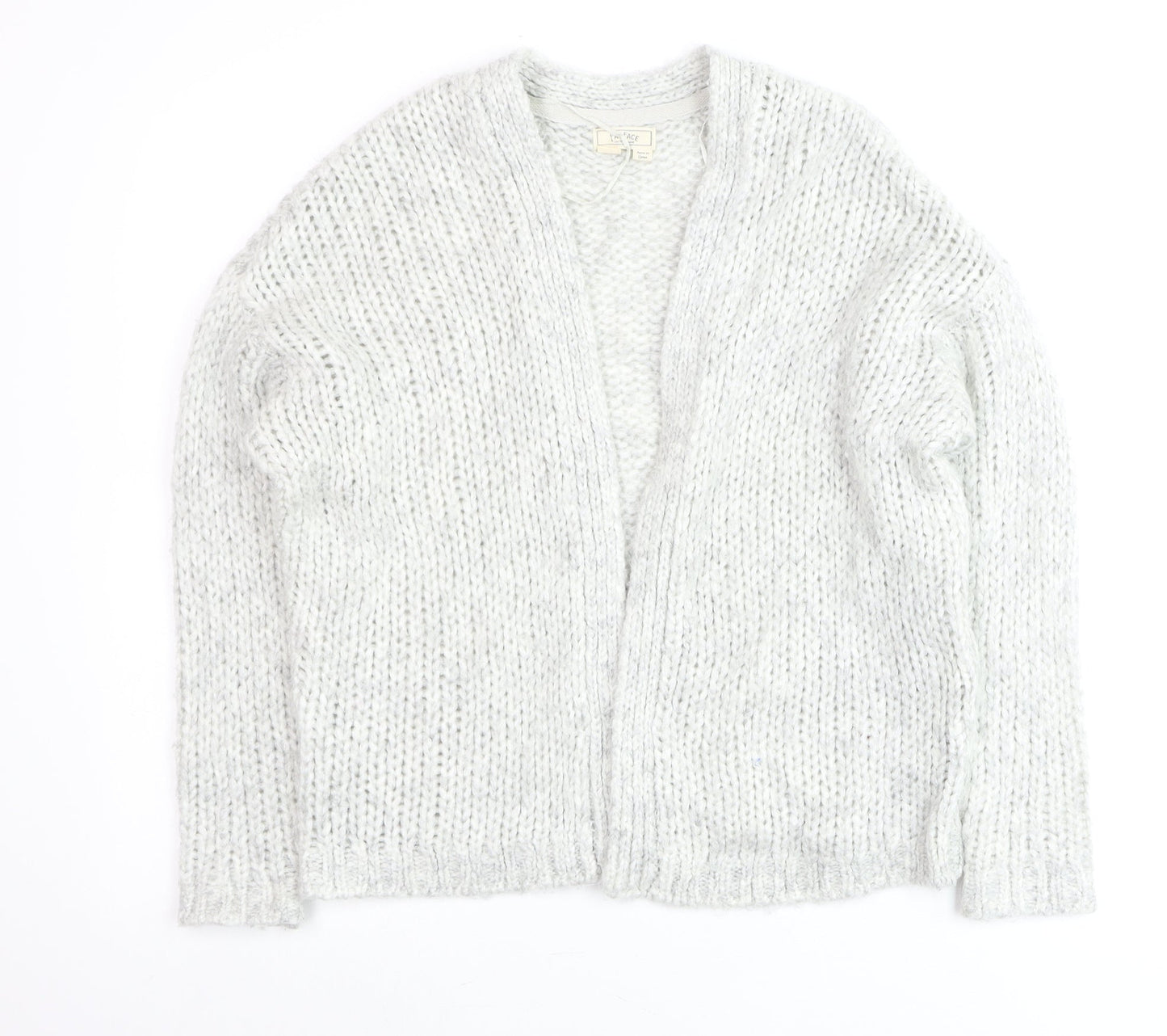 Fat Face Women’s Grey Chunky-Knit Open Cardigan Size S Wool Blend