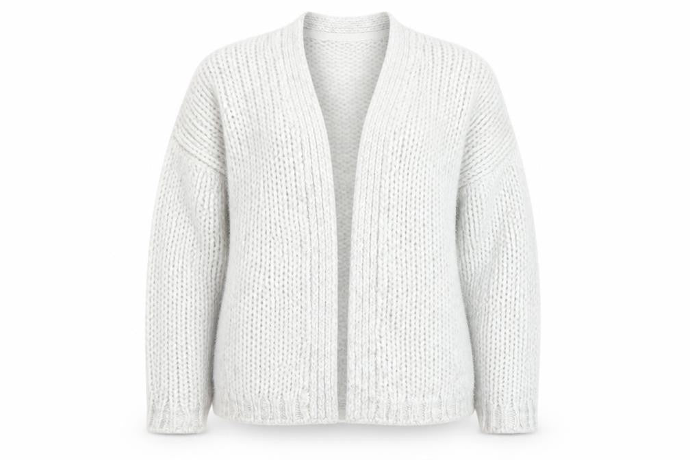 FatFace Women’s Grey Chunky-Knit Open Cardigan Size S Wool Blend