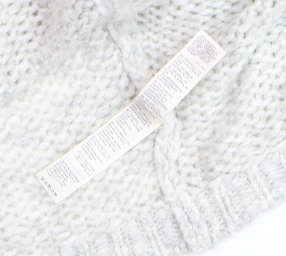 Fat Face Women’s Grey Chunky-Knit Open Cardigan Size S Wool Blend