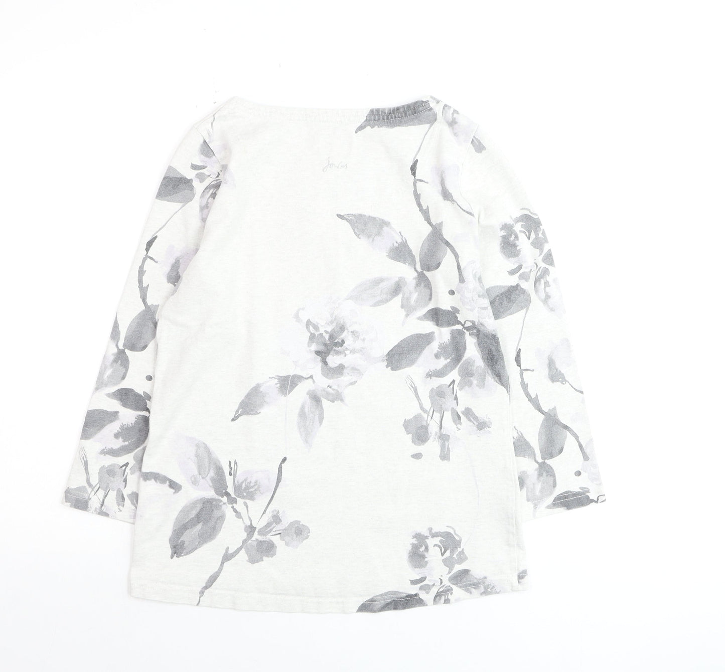 Joules Women’s Grey Floral Cotton Pullover Jumper Size 10