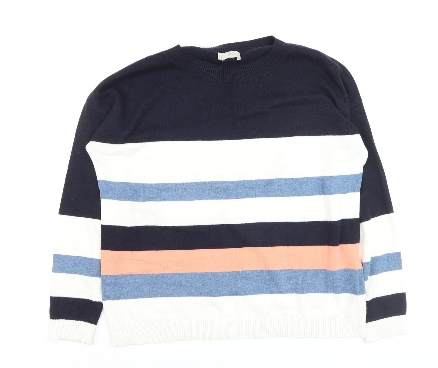 Hobbs Women's Multicoloured Striped Cotton Crew Neck Jumper Size L