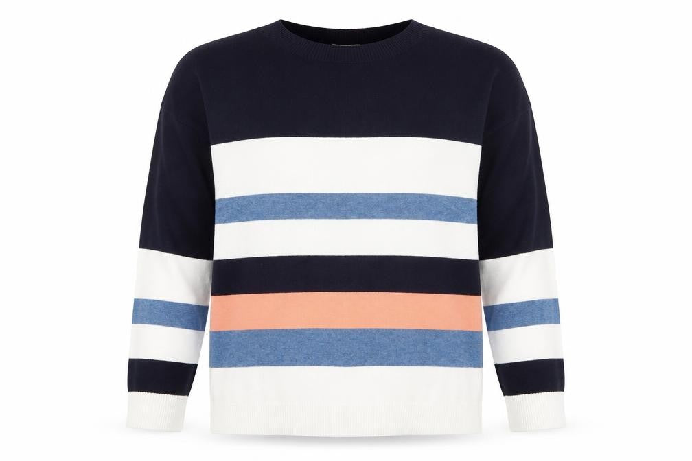 Hobbs Women's Multicoloured Striped Cotton Crew Neck Jumper Size L