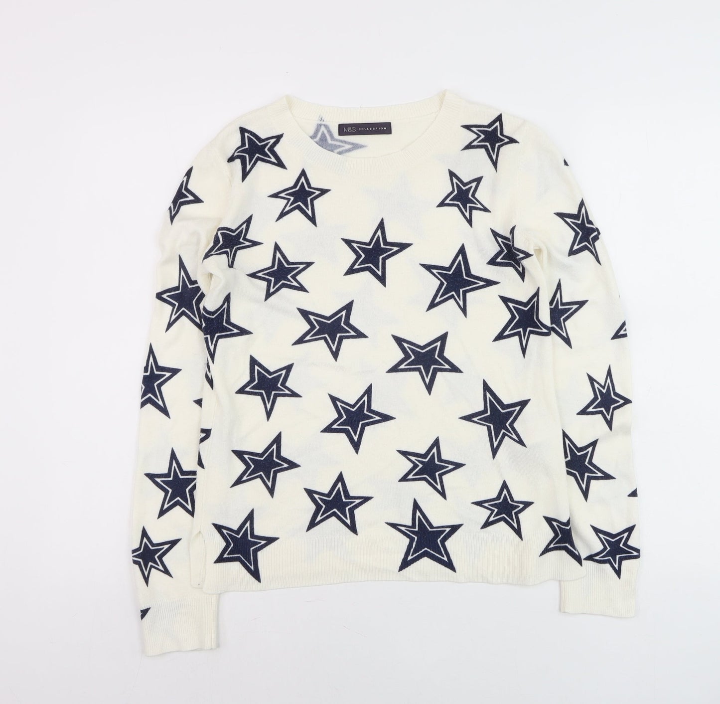 Marks and Spencer Women's Ivory Star Print Jumper UK 8