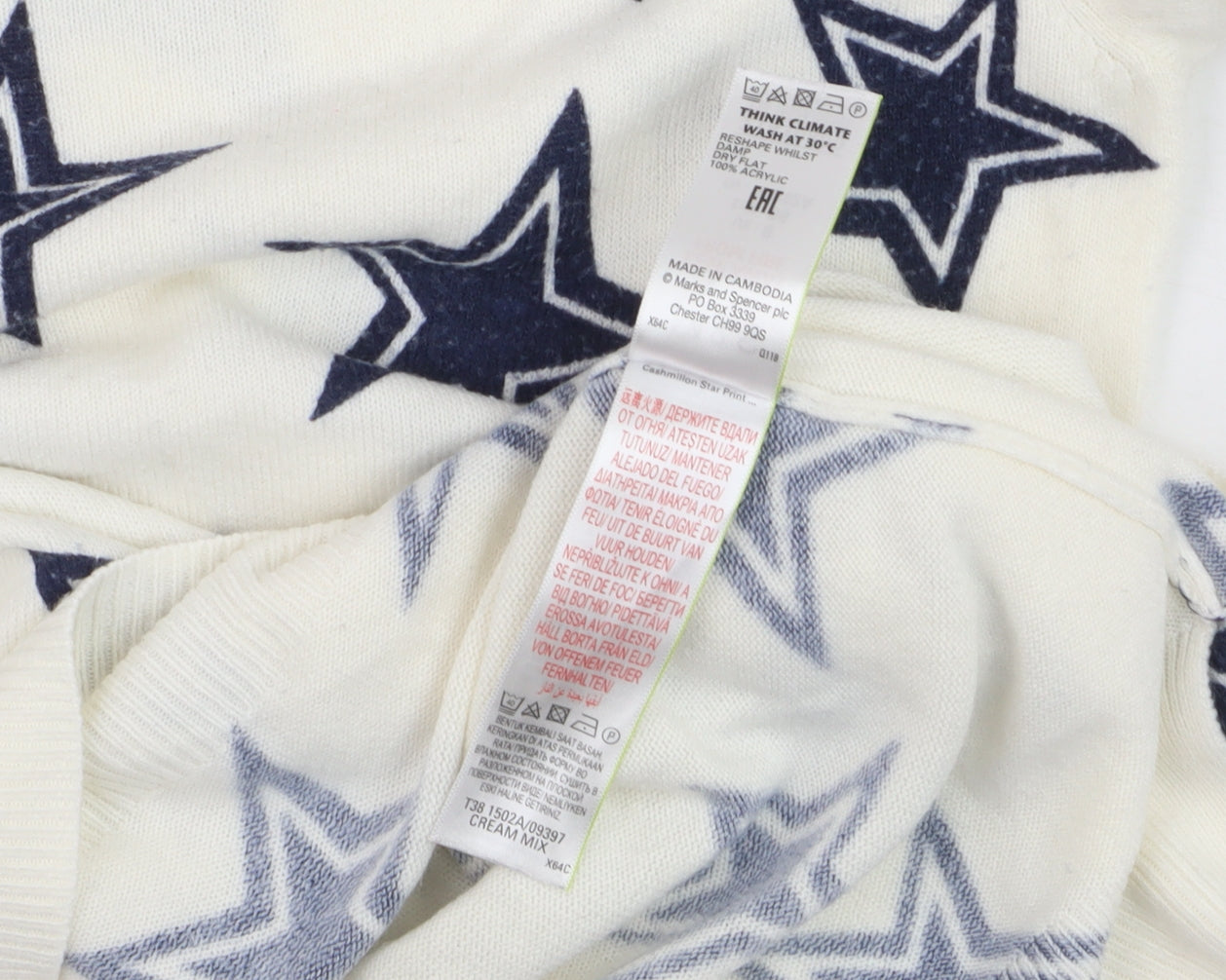 Marks and Spencer Women's Ivory Star Print Jumper UK 8