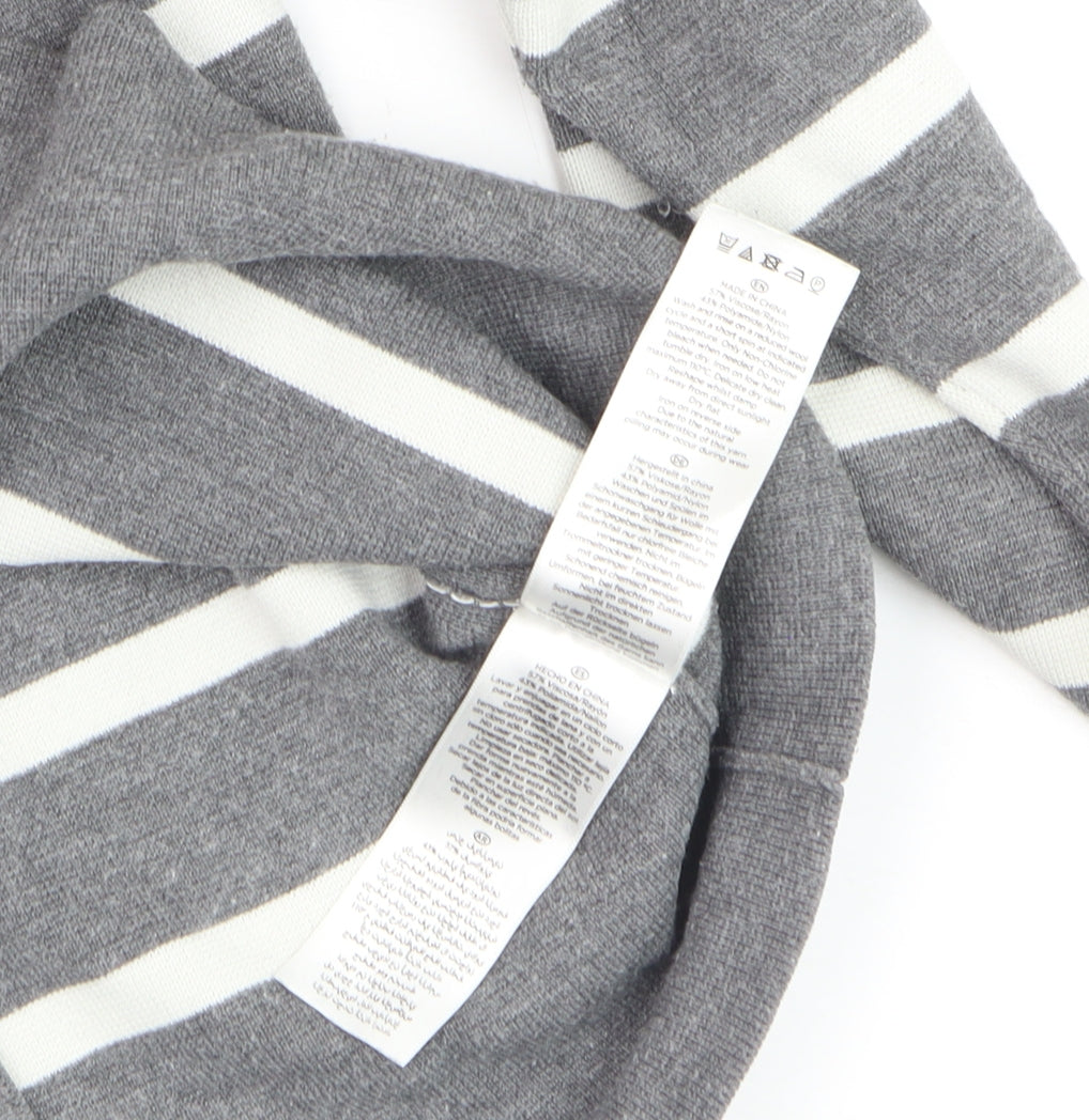 Hobbs Women Grey White Striped Roll Neck Cotton Jumper Size M