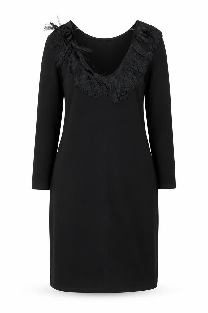 Armani Exchange Women's Black Fringe Bodycon Knee Length Dress M