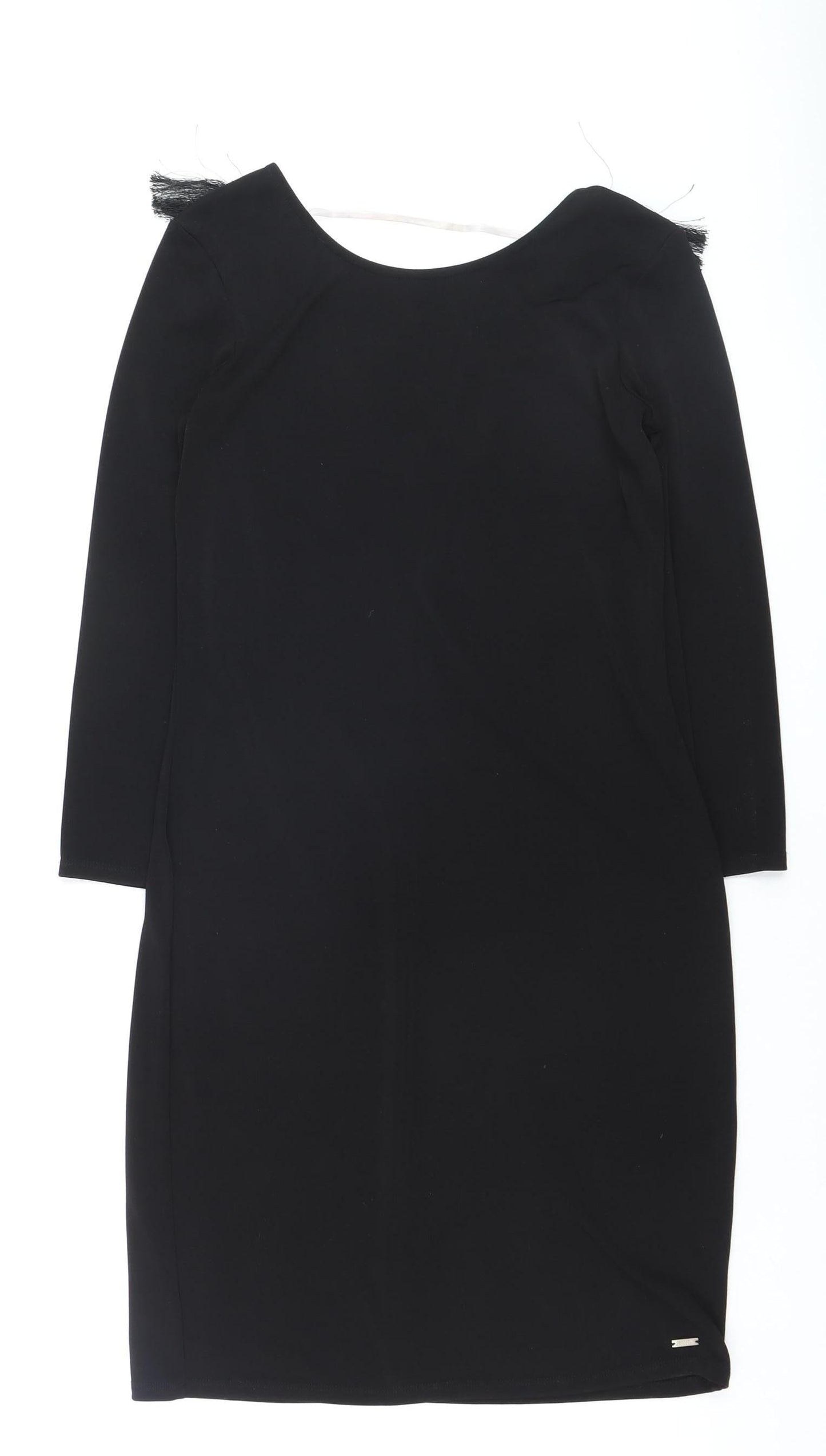 Armani Exchange Women's Black Fringe Bodycon Knee Length Dress M