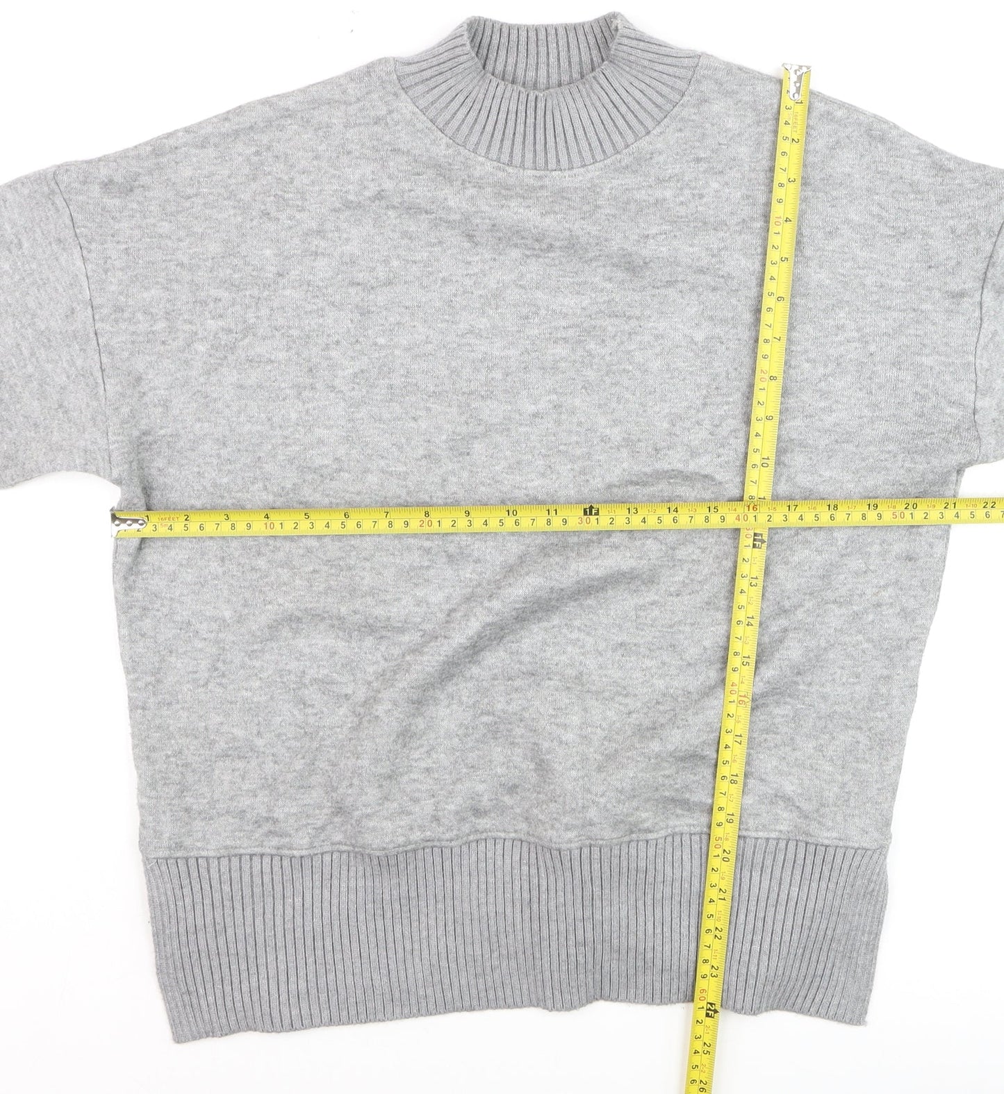Next Men's Grey Mock Neck Pullover Jumper M Regular Fit