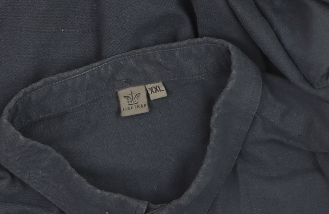 Firetrap Men's Navy Blue XXL Classic Long Sleeve Dress Shirt