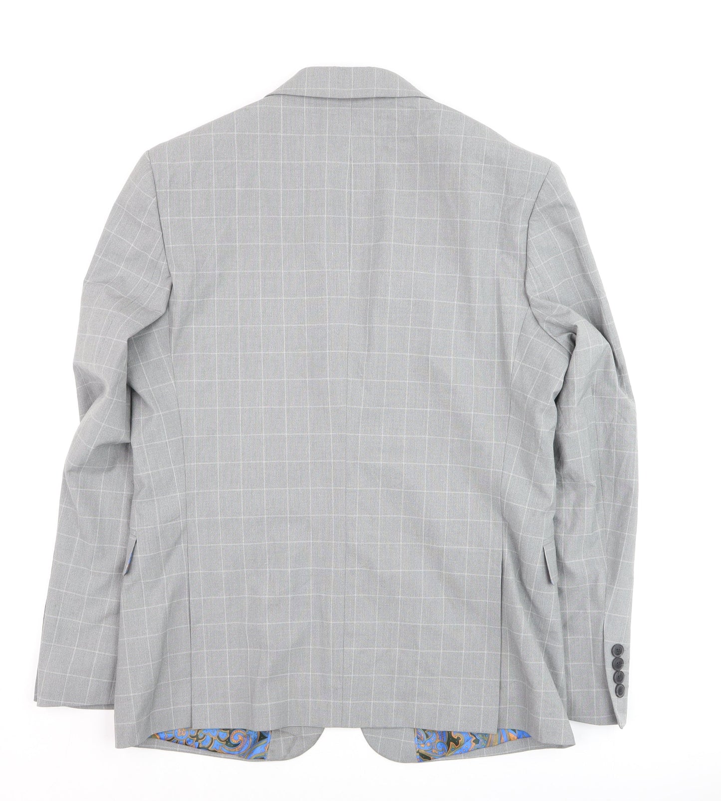 Marks and Spencer Men's Grey Checked Slim Fit Blazer 38R Wool Mix
