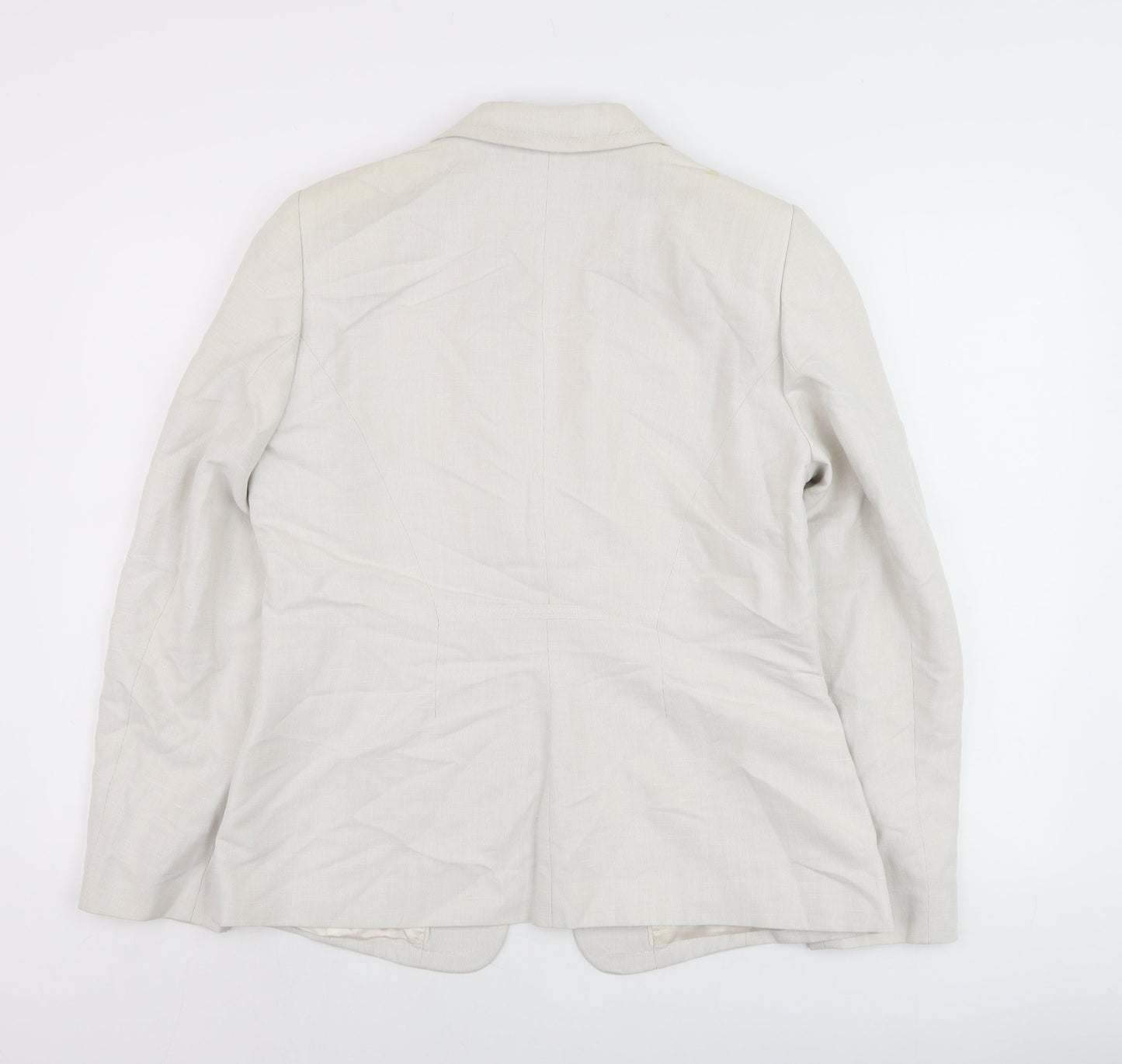 Planet Women Beige Linen Blend Blazer UK 12 Single Breasted Jacket