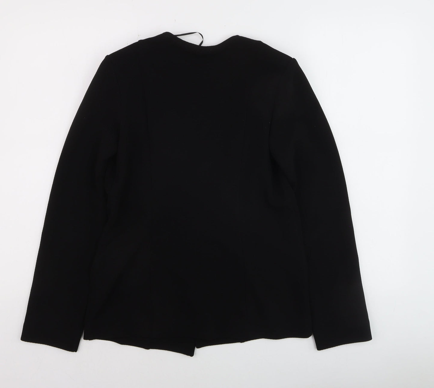 Roman Womens Black Size 10 Open Front Zip Pocket Blazer Jacket