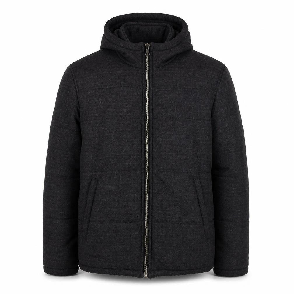 Zara Men's Black Hooded Puffer Jacket Size L Regular Fit Winter Coat